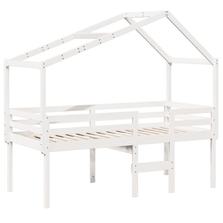 vidaXL Hoogslaper met dak massief grenenhout wit 90x190 cm afbeelding3 - 1