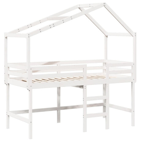vidaXL Halfhoogslaper met ladder en bedhuis grenenhout wit 80x200 cm afbeelding3 - 1