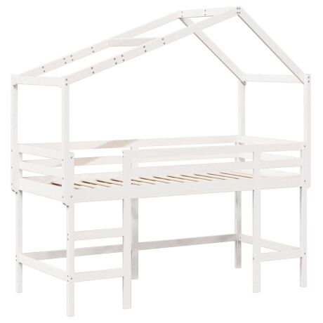 vidaXL Halfhoogslaper met ladder en bedhuis grenenhout wit 80x200 cm afbeelding3 - 1