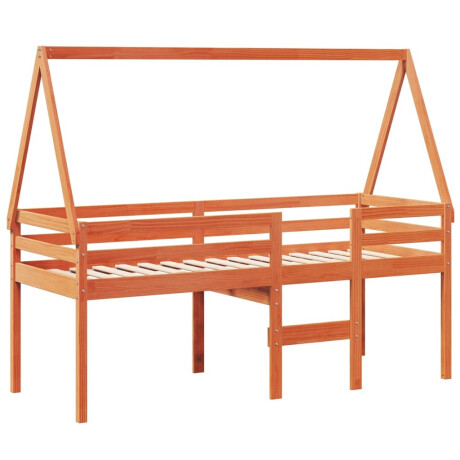 vidaXL Hoogslaper met dak massief grenenhout wasbruin 75x190 cm afbeelding3 - 1
