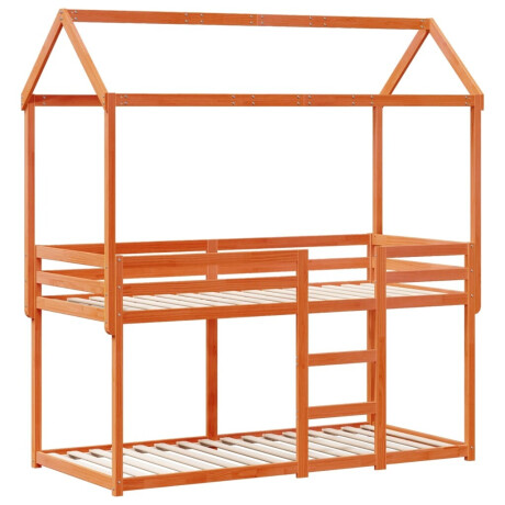 vidaXL Stapelbed met bedhuis massief grenenhout wasbruin 90x200 cm afbeelding3 - 1