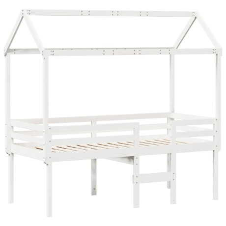 vidaXL Hoogslaper met dak massief grenenhout wit 90x190 cm afbeelding3 - 1