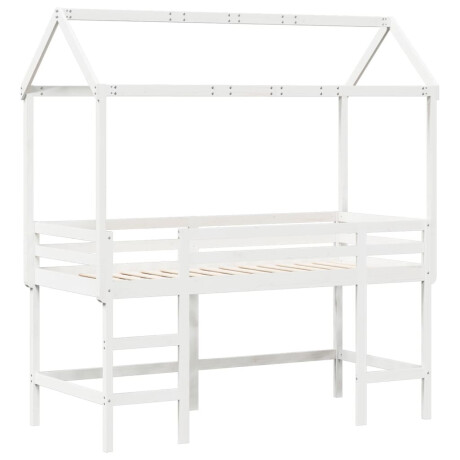 vidaXL Halfhoogslaper met ladder en bedhuis grenenhout wit 80x200 cm afbeelding3 - 1