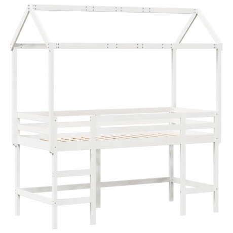 vidaXL Halfhoogslaper met ladder en bedhuis grenenhout wit 90x190 cm afbeelding3 - 1