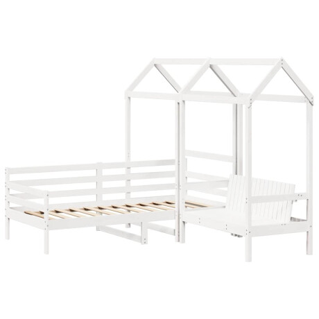 vidaXL Kinderbed met huisje en bankje massief grenenhout wit 80x200 cm afbeelding3 - 1