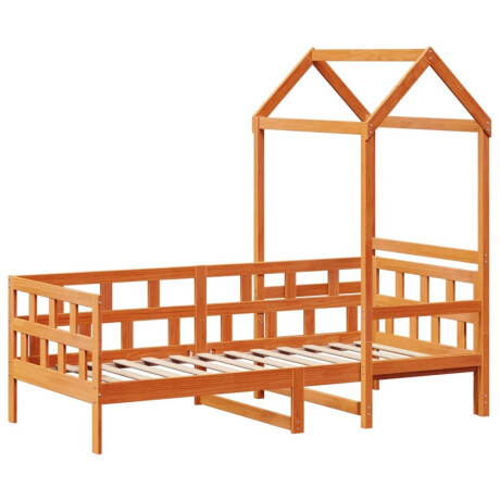 vidaXL Kinderbed met huisje massief grenenhout wasbruin 80x200 cm afbeelding3 - 1