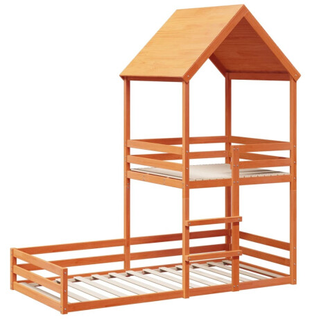 vidaXL Kinderbed met huisje massief grenenhout wasbruin 90x200 cm afbeelding3 - 1