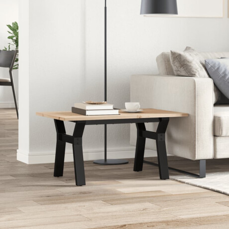 vidaXL Salontafel Y-frame 80x50x40 cm massief grenenhout en staal afbeelding3 - 1