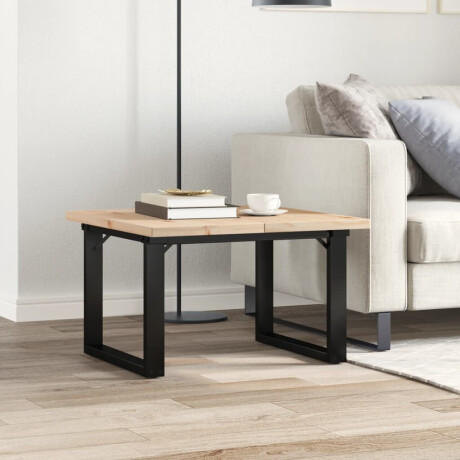 vidaXL Salontafel O-frame 70x70x40,5 cm grenenhout en staal afbeelding3 - 1