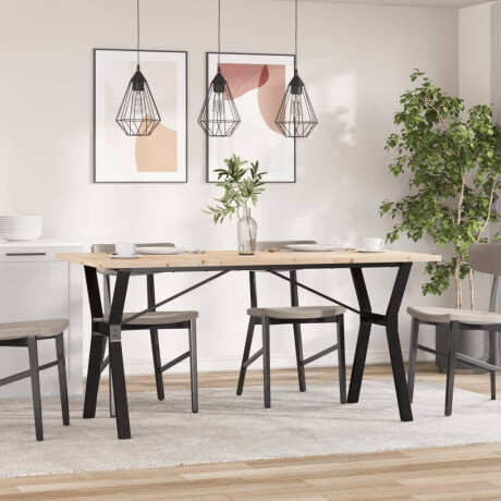 vidaXL Eettafel Y-frame 140x80x75,5 cm massief grenenhout en staal afbeelding3 - 1