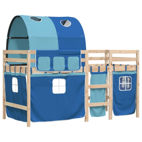 vidaXL Kinderhoogslaper met tunnel 80x200 cm massief grenenhout blauw afbeelding3 - 1
