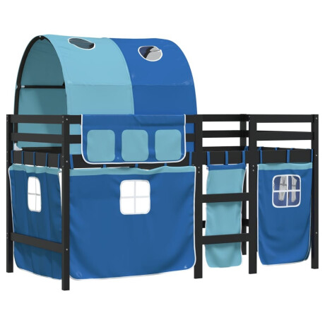 vidaXL Kinderhoogslaper met tunnel 80x200 cm massief grenenhout blauw afbeelding3 - 1