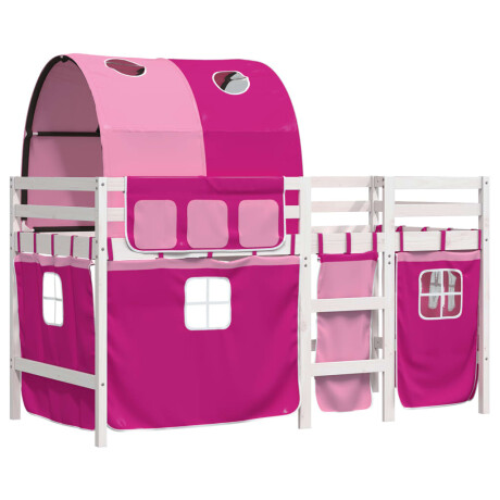 vidaXL Kinderhoogslaper met tunnel 90x190 cm massief grenenhout roze afbeelding3 - 1