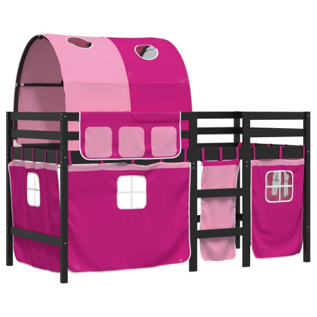 vidaXL Kinderhoogslaper met tunnel 90x190 cm massief grenenhout roze afbeelding3 - 1