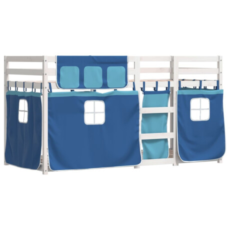 vidaXL Stapelbed met gordijnen 80x200 cm massief grenenhout blauw afbeelding3 - 1