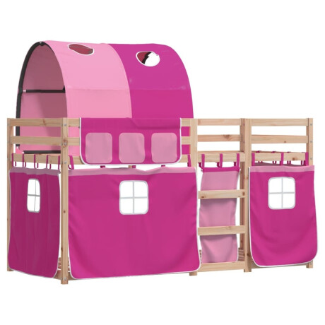 vidaXL Stapelbed met gordijnen 80x200 cm grenenhout roze afbeelding3 - 1