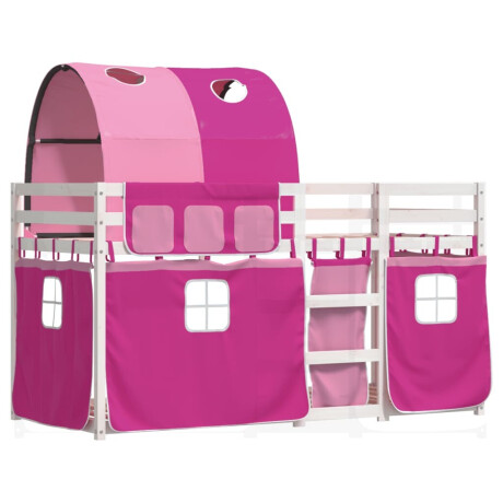 vidaXL Stapelbed met gordijnen 80x200 cm grenenhout roze afbeelding3 - 1