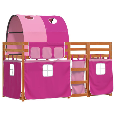 vidaXL Stapelbed met gordijnen 80x200 cm grenenhout roze afbeelding3 - 1