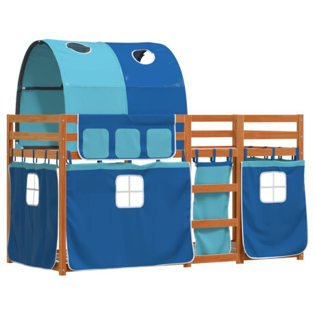 vidaXL Stapelbed met gordijnen 75x190 cm massief grenenhout blauw afbeelding3 - 1