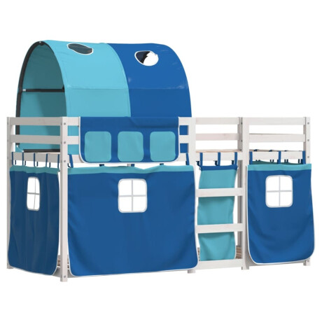 vidaXL Stapelbed met gordijnen 90x190 cm massief grenenhout blauw afbeelding3 - 1