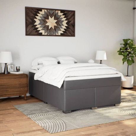 vidaXL Boxspring met matras kunstleer grijs 160x200 cm afbeelding3 - 1
