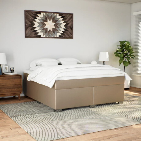 vidaXL Boxspring met matras kunstleer cappuccinokleurig 180x200 cm afbeelding3 - 1