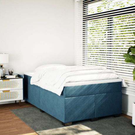 vidaXL Boxspring met matras fluweel donkerblauw 120x190 cm afbeelding3 - 1