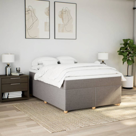 vidaXL Boxspring met matras stof taupe 140x190 cm afbeelding3 - 1