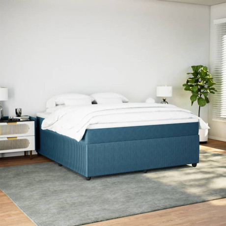 vidaXL Boxspring met matras fluweel donkerblauw 180x200 cm afbeelding3 - 1