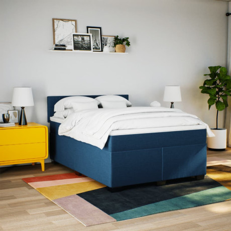 vidaXL Boxspring met matras stof blauw 140x200 cm afbeelding3 - 1