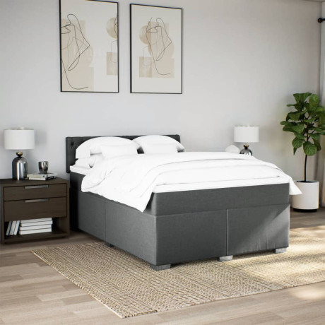 vidaXL Boxspring met matras stof donkergrijs 140x200 cm afbeelding3 - 1