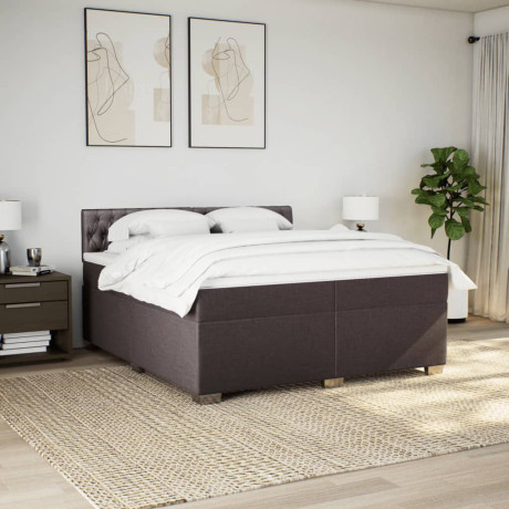 vidaXL Boxspring met matras stof donkerbruin 200x200 cm afbeelding3 - 1