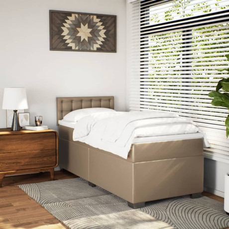 vidaXL Boxspring met matras kunstleer cappuccinokleurig 80x200 cm afbeelding3 - 1