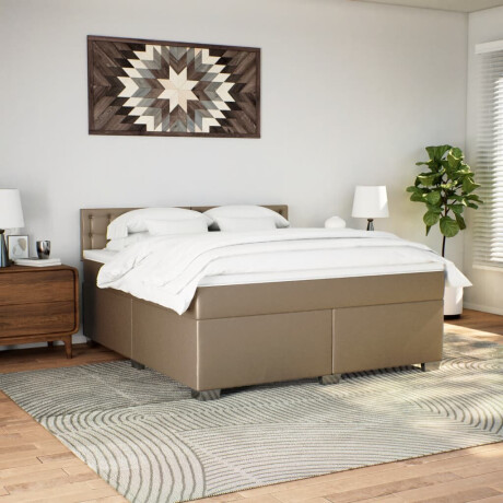 vidaXL Boxspring met matras kunstleer cappuccinokleurig 180x200 cm afbeelding3 - 1