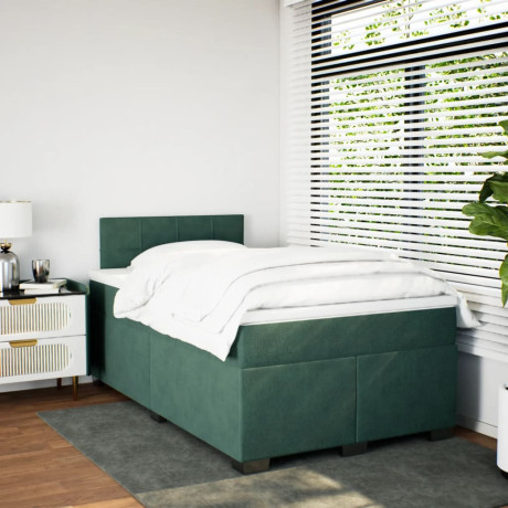 vidaXL Boxspring met matras fluweel donkergroen 120x200 cm afbeelding3 - 1