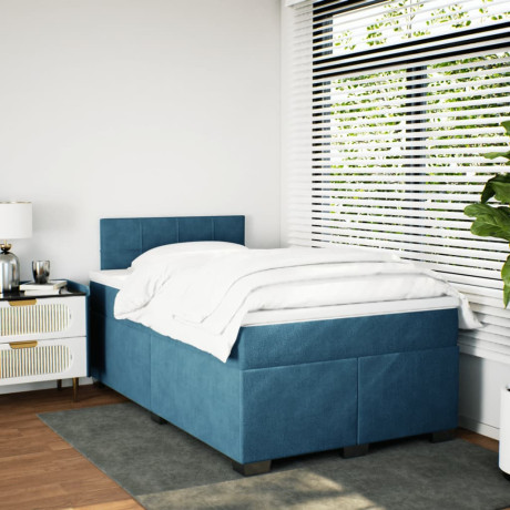 vidaXL Boxspring met matras fluweel donkerblauw 120x200 cm afbeelding3 - 1