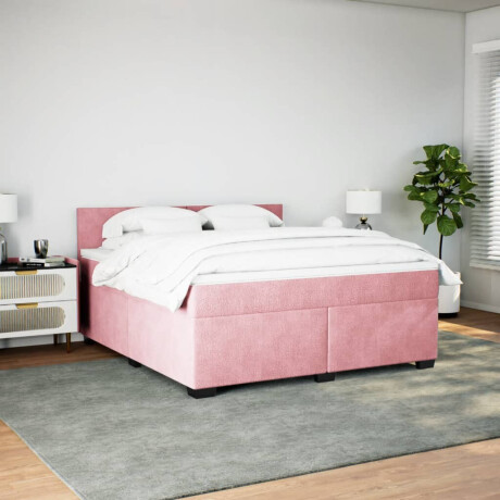 vidaXL Boxspring met matras fluweel roze 180x200 cm afbeelding3 - 1