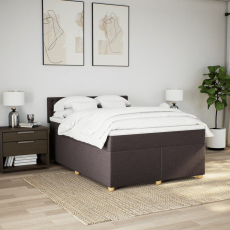 vidaXL Boxspring met matras stof donkerbruin 160x200 cm afbeelding3 - 1