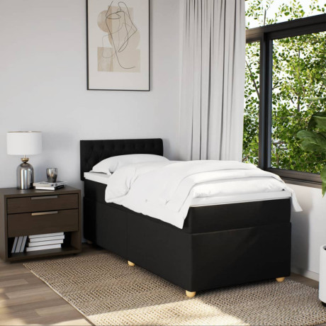 vidaXL Boxspring met matras stof zwart Single (alleen AU) afbeelding3 - 1