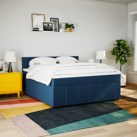 vidaXL Boxspring met matras stof blauw 180x200 cm afbeelding3 - 1