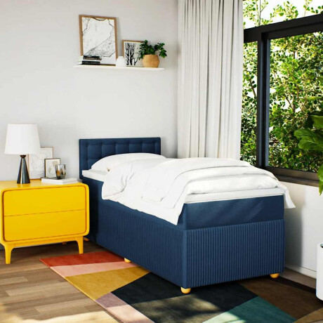 vidaXL Boxspring met matras stof blauw 100x200 cm afbeelding3 - 1