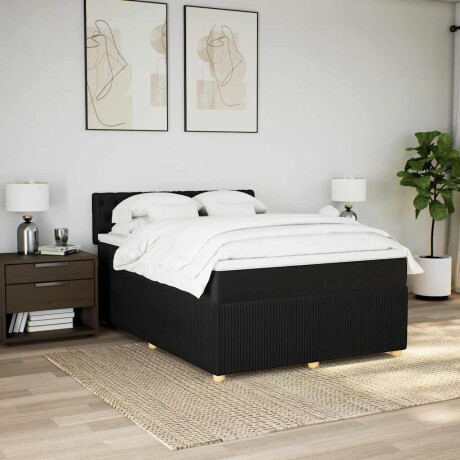 vidaXL Boxspring met matras stof zwart 140x190 cm afbeelding3 - 1