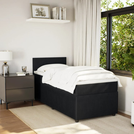 vidaXL Boxspring met matras fluweel zwart 80x200 cm afbeelding3 - 1