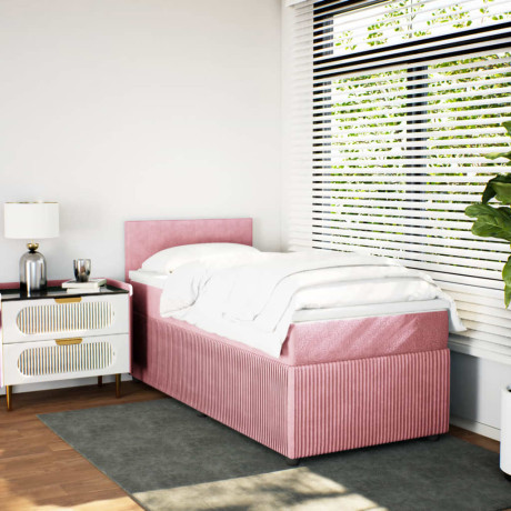 vidaXL Boxspring met matras fluweel roze 90x200 cm afbeelding3 - 1