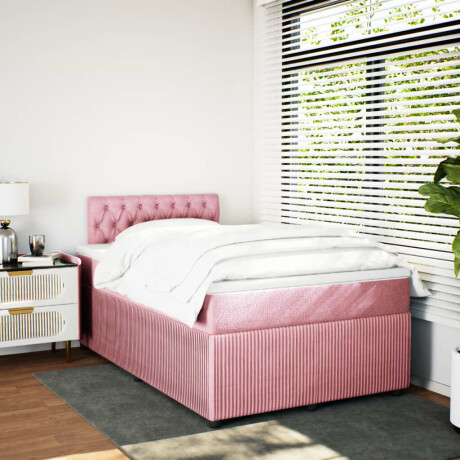 vidaXL Boxspring met matras fluweel roze 120x200 cm afbeelding3 - 1