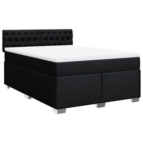 vidaXL Boxspring met matras stof zwart 140x200 cm afbeelding3 - 1