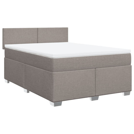 vidaXL Boxspring met matras stof taupe 160x200 cm afbeelding3 - 1