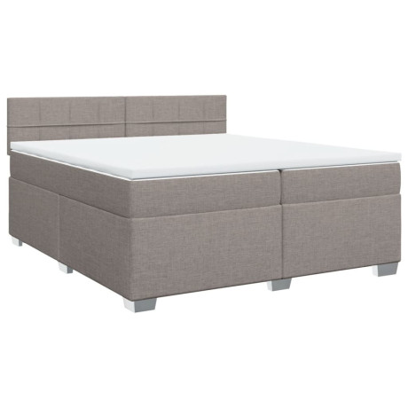 vidaXL Boxspring met matras stof taupe 200x200 cm afbeelding3 - 1