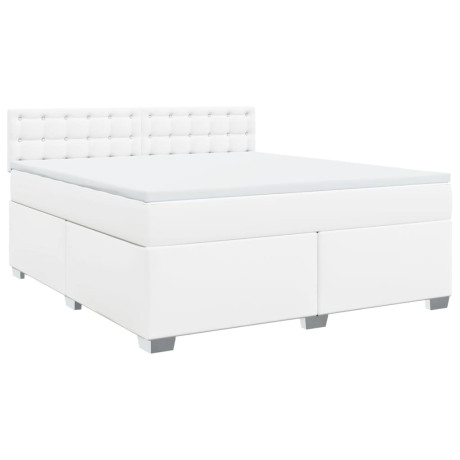 vidaXL Boxspring met matras kunstleer wit 180x200 cm afbeelding3 - 1