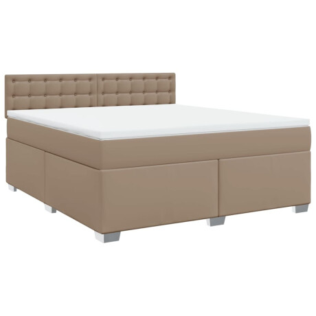 vidaXL Boxspring met matras kunstleer cappuccinokleurig 180x200 cm afbeelding3 - 1